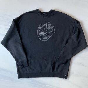 R13 Black "Fight Like a Girl" Sweatshirt L XL